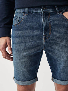 Shorts en jean premium pour hommes, coupe classique, bleu délavé vintage, décontractés et respirants, vente en gros - Product Image 3