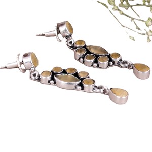 Pendientes de Latón con Forma de Campana, Plateados, con Circonitas Multicolores para Mujer |   Joyería Boho Tribal para Fiesta, Regalo - Product Image 2