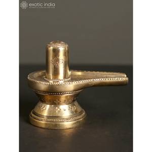 Petite statue de Shiva Lingam en laiton faite à la main de 3 pouces avec sculpture pour la maison, le temple et les cadeaux fabriqués en Inde - Product Image 4