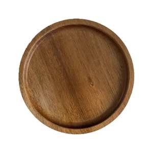 Bandeja redonda multiusos de madera de mango para servir té, café, desayuno, aperitivos, diseño duradero para la cocina y la mesa de comedor. - Product Image 5