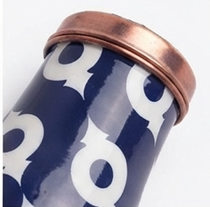 Botella de agua de cobre esmaltado azul y blanco con 2 tazas, diseño elegante, perfecta para la hidratación diaria, viajes, gimnasio, yoga y oficina. - Product Image 2