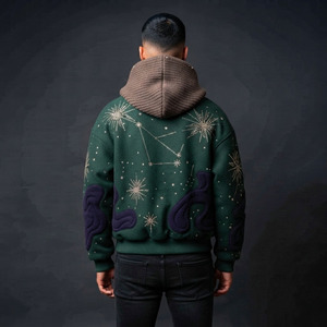 Fabricants de sweats à capuche personnalisés en coton épais délavé au soleil, style streetwear vintage, coupe oversize et carrée, avec fermeture éclair et strass - Product Image 6