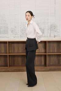 Pantalones de Uso Diario KQ78 para Mujer, Mezcla de Poliéster y Spandex, Diseño con Abertura Lateral y Adorno de Gemas - Product Image 4