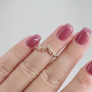 Plant Branch Lab Grown Round Cut Diamond Stacking Band <b>Ring</b> for Women's 14K Solid Gold Wedding Surprise Gift for Bridle Charms - Product Image 5