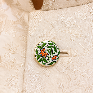 Botones de Lujo Personalizados de Latón con Esmalte Blanco Pintado a Mano, Diseño Floral de Enredadera Azul, Botón de Cerámica para Traje de Hombre, Blazer, Sherwani - Product Image 2