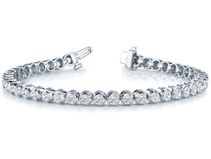 Pulsera de tenis con engaste de tres puntas estilo ilusión en oro de 10K - Product Image 1