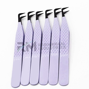 Pince à épiler pour cils RMI Black Plasma Tip et Purple Powder Color, en acier inoxydable, pointe de précision, couleur violette, lot de 6 - Product Image 1