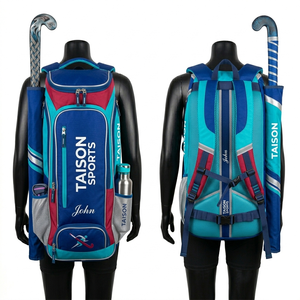 Premium 600D Polyester 320 GSM Women Field Hockey Sports Bag Teal <b>Navy</b> Coral Panel Design Custom Printed Logo <b>Backpack</b> - Product Image 3