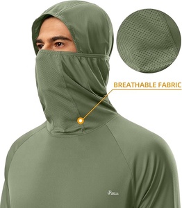 เสื้อฮู้ดดี้กันแดด UPF 50+ ระบายอากาศได้ดี ไซส์ใหญ่ สำหรับผู้ชาย แขนยาว ป้องกันรังสียูวี พร้อมหน้ากาก แห้งเร็ว ต้านเชื้อแบคทีเรีย - Product Image 6