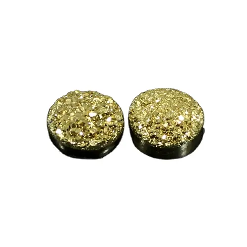 Драгоценный камень ручной работы, Золотая Друза, Круглый, 10 х10 мм, 5,9 Кар, 1 пара