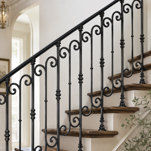Rampe d'escalier moderne en aluminium noir avec accents dorés, résistante à l'eau et à la rouille, pour hôtel, balcon, villa de luxe - Product Image 3