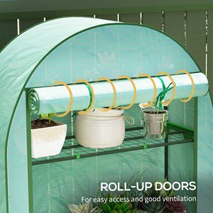 Mini serra a 4 livelli in PVC ecologico con porta avvolgibile 105 cm x 45 cm x 160 cm Verde - Product Image 6