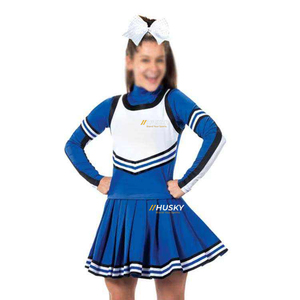 Tenues de cheerleading personnalisées HUSKY SPORTSWEAR pour filles et adultes, avec logo frontal imprimé par transfert thermique, couleurs variées pour les équipes et les compétitions. - Product Image 1