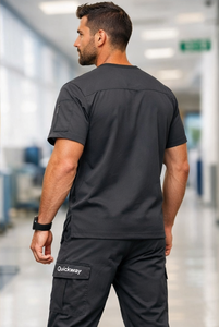 Tunique médicale unisexe bordeaux à col en V, vêtement de travail hospitalier, personnalisable avec broderie, pour hommes et femmes - Product Image 5