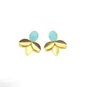 Pendientes de Flor con Gema de Calcedonia Acuática Premium, Joyería Hecha a Mano al por Mayor para Mujer - Product Image 2