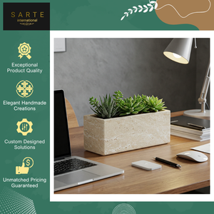 Fabriqué en Inde, élégance naturelle écologique, succulentes, style petit/grand, mini pot en pierre de travertin pour la décoration de jardin et de la maison - Product Image 3