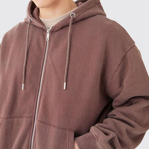 Survêtement à capuche marron pour homme, fermeture à cordon, séchage rapide, léger, couleur unie, 100 % coton, coupe décontractée, pour l'automne, 2 en 1 - Product Image 2