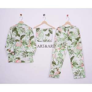 Conjunto de Pijamas Elegantes Estampados Florales, Hechos a Mano en India, 100% Algodón, Transpirables, Cómodos, para Damas de Honor, Tallas hasta 5XL - Product Image 4