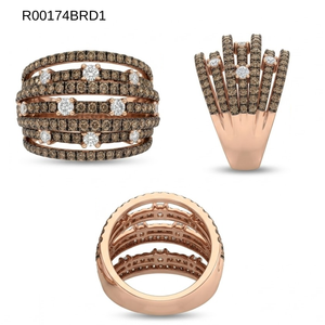 Anillo de cóctel de oro blanco de 18k con diamante marrón de talla brillante y engaste de puntas, clásico y moderno, para compromiso, boda, aniversario o fiesta, para mujer - Product Image 6