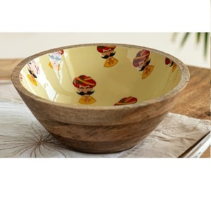 Bol à salade en bois naturel imprimé avec autocollant émaillé, fait sur mesure, pour la cuisine domestique - Product Image 6