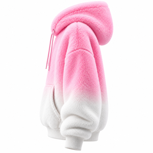 Plush Fleece Gradient <b>Sherpa</b> <b>Hoodie</b> Unisex Oversized Winter Pullover Pocket Design Embroidered Front Logo 100% Polyester 300g - Product Image 3