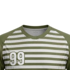 Men Olive Green White Sublimation Striped Handball Jersey Short Sleeve <b>Polyester</b> Team Wear Sports <b>Shirt</b> Match Training Apparel - Product Image 3