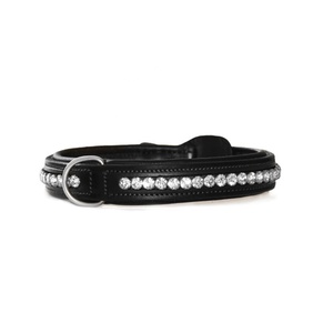 Collar de perro de cuero genuino 100% hecho a medida con decoración de cristales plateados y acolchados suaves Proveedor y fabricante Collar de perro - Product Image 5