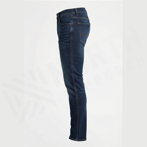 Jean en denim coupe droite délavé foncé pour homme, coupe slim, taille mi-haute, en coton, style décontracté, pantalon d'automne - Product Image 4