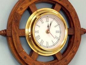 Wood and Brass Ship Wheel <b>Clock</b> 12 Inch Nautical Wall <b>Clock</b> Decorative Marine Steering Wheel <b>Clock</b> for Home <b>Office</b> Beach House - Product Image 3