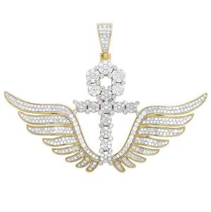 จี้รูปปีกนางฟ้าฮิปฮอปขายดีที่สุด ประดับเพชร VVS มอยส์ซาไนต์เคลือบทอง เหมาะสำหรับงานปาร์ตี้และคลับ ราคาขายส่ง - Product Image 1
