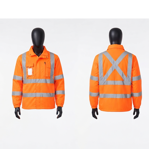 Veste de travail en polyester Oxford premium 300 GSM, orange haute visibilité, avec panneau réfléchissant, broderie personnalisée, logo par transfert thermique - Product Image 2