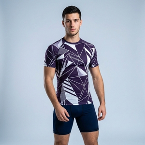 T-shirt de compression à manches courtes pour homme, personnalisé OEM, extensible, pour la gym et l'entraînement sportif - Product Image 5