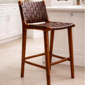 เก้าอี้บาร์ดีไซน์ทันสมัย คุณภาพดี ทำจากไม้สักธรรมชาติ พร้อมเบาะรองนั่ง เหมาะสำหรับบีชคลับ คาเฟ่ โรงแรม และลานบ้าน - Product Image 1