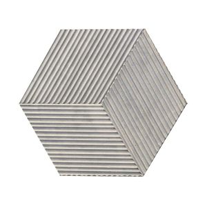 Piastrella Esagonale in Marmo Grigio Carrara, Pietra Naturale con Finitura Testurizzata OL e Design Scanalato 3D per Uso a Parete - Product Image 1