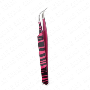 New Black Pink Eyelash Extension Tweezers with Grip Curved Tip Stainless Steel Custom Logo Precision Lash Beauty <b>Tool</b> Kit - Product Image 5
