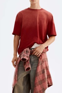 Camiseta Premium con Lavado Degradado para Hombre, Oversize, de Algodón, Estilo Casual Urbano, con Logotipo Personalizado, Lavado Ácido, Efecto Vintage - Product Image 2