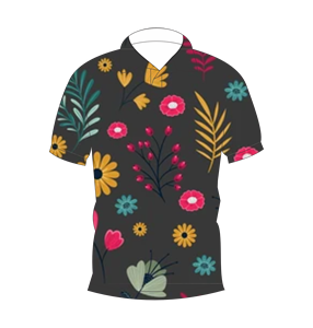เสื้อโปโลพิมพ์ลายดอกไม้สีดำสำหรับผู้ชาย แขนสั้น สไตล์ลำลอง แฟชั่นฤดูร้อน สไตล์ฮาวาย เสื้อกอล์ฟ - Product Image 4