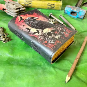 Diario de Cuero Genuino con Esqueleto de Cuervo, Cuaderno Gótico de Cuervos, Diario de Bruja Oculta, Grimoire de Terror, Regalo, Cuaderno de Bocetos Hecho a Mano - Product Image 4