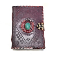 Marque-page en cuir écologique pour journal, avec pierres des chakras et motif mandala en relief, pour l'art et les objets de collection