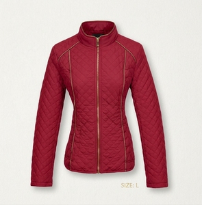 Chaqueta acolchada rosa para mujer, ligera, con cuello alto, cierre de cremallera, abrigo corto, chaqueta tipo burbuja, manga larga, ropa de abrigo para mujer - Product Image 3
