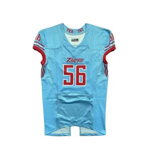 Uniforme de football américain personnalisé de haute qualité OEM, couleur unie, 100% polyester, respirant, séchage rapide, manches courtes, grande taille - Product Image 2