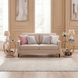 Round Faux <b>Marble</b> End <b>Table</b> with Tempered Glass Tabletop <b>Console</b> Side <b>Table</b> - Product Image 6