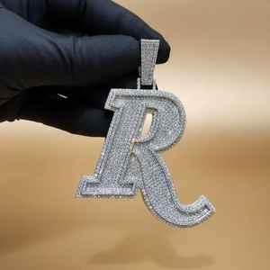 Pendentif personnalisable avec initiale, diamant Moissanite VVS, pendentif Hip Hop, bijoux pour rappeurs, pendentif en argent 925 pour cadeaux - Product Image 6