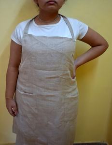 Delantal de cintura sin mangas de color natural de lino 100% - Product Image 1