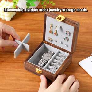 Elegant Wooden Jewelry Display Organizer with Sliding <b>Drawers</b> Ring Holder Necklace <b>Storage</b> <b>Box</b> for Home Boutique Bedroom Use - Product Image 4