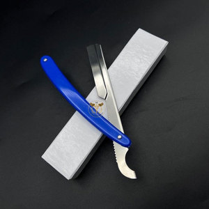 Navaja de Afeitar Profesional con Mango de Plástico Azul, Navaja de Afeitar de Acero Inoxidable para Barbería, Herramienta Plegable para Cortar el Cabello en Salón - Product Image 5