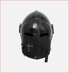 Casque noir Barbuta, casque médiéval de chevalier templier croisé, armure noire - Product Image 1