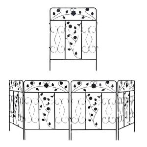Barrera de valla de metal negro de alta calidad con diseño de hojas y flores Valla de seguridad de hierro fácil de montar para uso en el jardín - Product Image 1