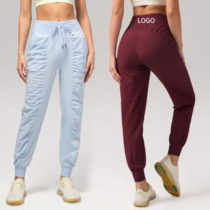 กางเกงวอร์มจ็อกเกอร์ทรงหลวมระบายอากาศได้ดีสำหรับผู้หญิง มีกระเป๋าเก้าจุด กระชับสัดส่วน เหมาะสำหรับวิ่ง ออกกำลังกาย โยคะ ผลิตจากผ้าสแปนเด็กซ์/ไนลอน - Product Image 4