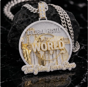 Pendentif Global Hustle World Iced Out avec diamants Moissanite, bijou de luxe, vente en gros - Product Image 6
